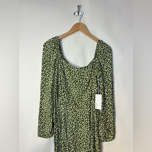 Reformation Sigmund Dress Moiret Polka‎ Dot Midi Slit  Size 14 - Picture 3 of 13